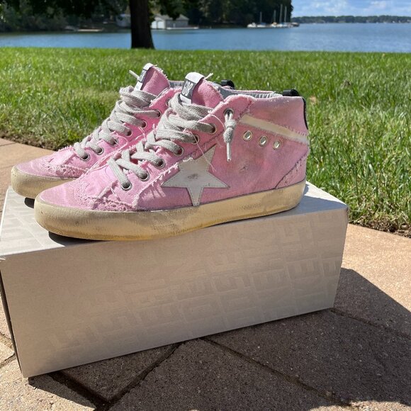 Golden Goose Women's Mid Star Double Quarter- PINK Sneaker Size 38 - Excellent C - Picture 1 of 16